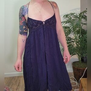 Natura Navy Blue Babydoll Sundress